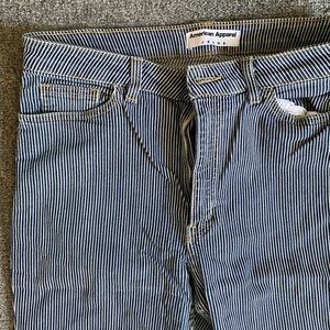 AMERICAN APPAREL High Rise Stripe Slim Fit Jeans